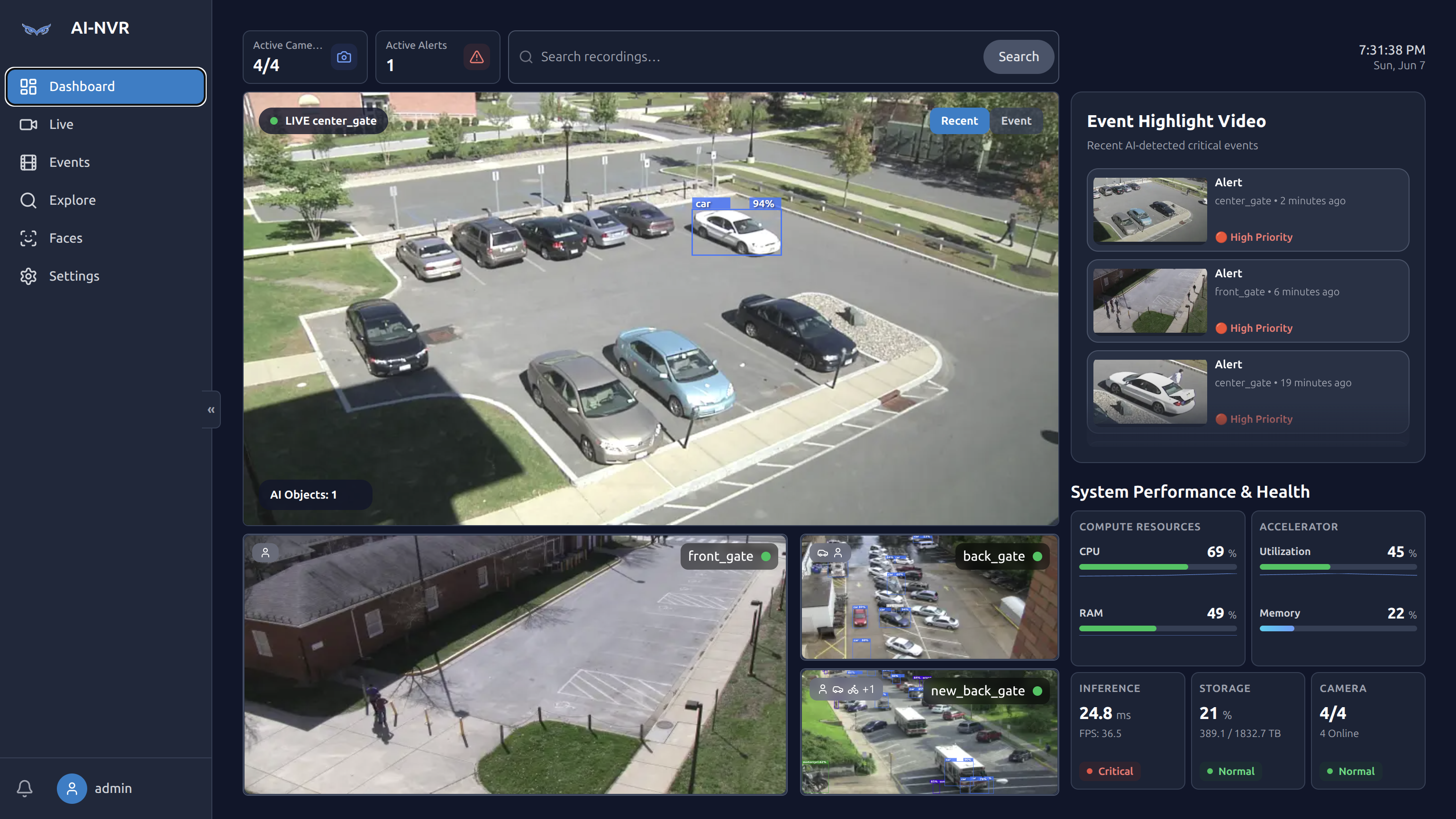 System health dashboard